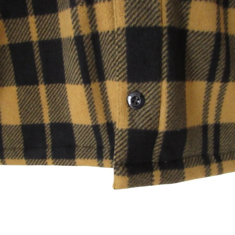 Caterpillar CAT Yellow Plaid Flannel Shirt Shacket XL Warm Button Closure Winter